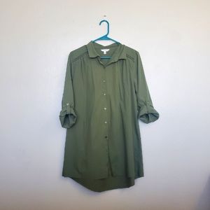 Olive button down dress